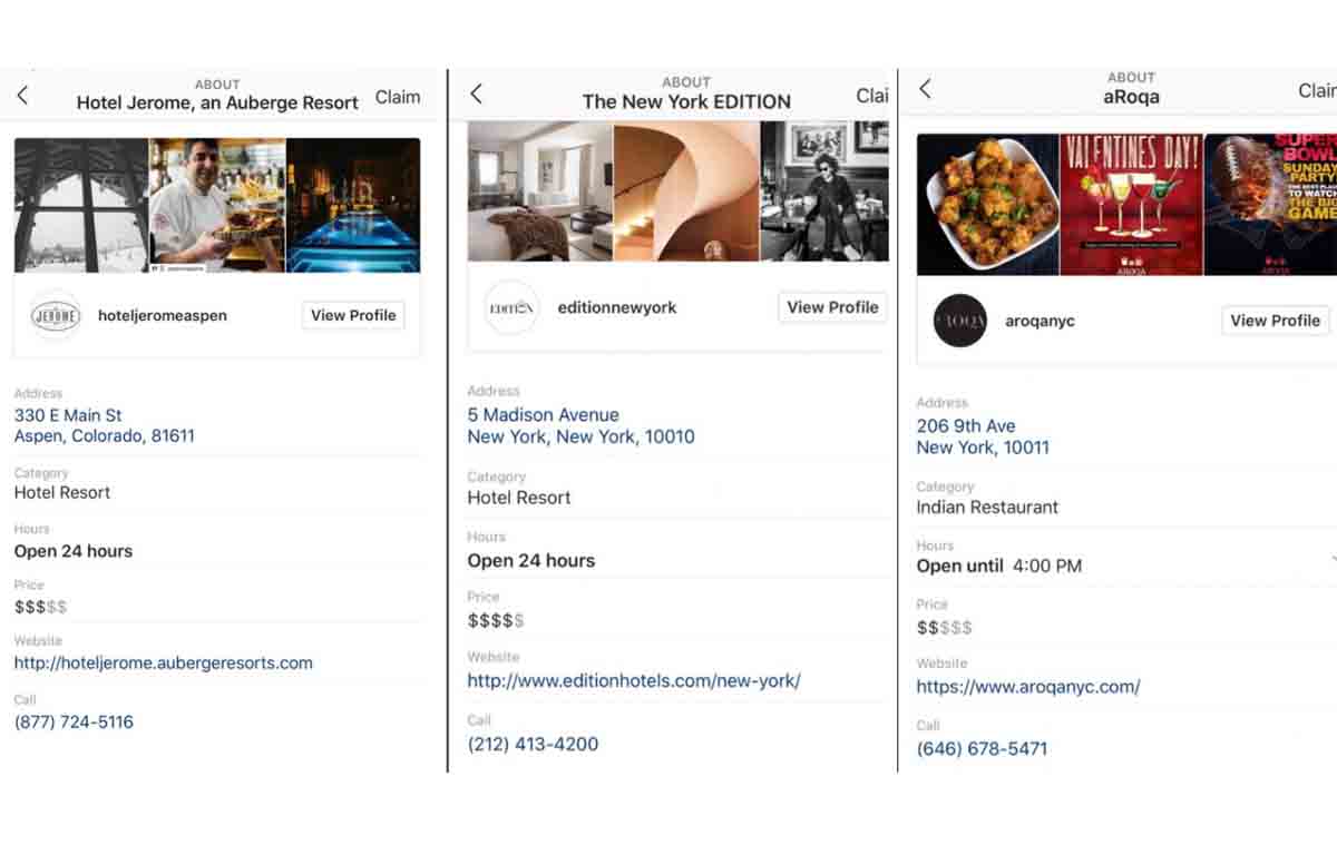 Instagram lanza páginas de perfil de negocios locales